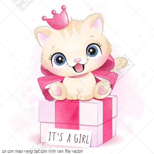 co con meo vang tet con xinh xan file vector